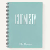Chemistry Blank and Lined Paper Aqua Blue Name