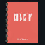 Chemistry Blank and Lined Paper Coral Notebook<br><div class="desc">A cute,  trendy notebook to take to chemistry class or for homework with a simple,  minimalist cover in pretty coral orange and space for the school subject and your name to be personalized.</div>