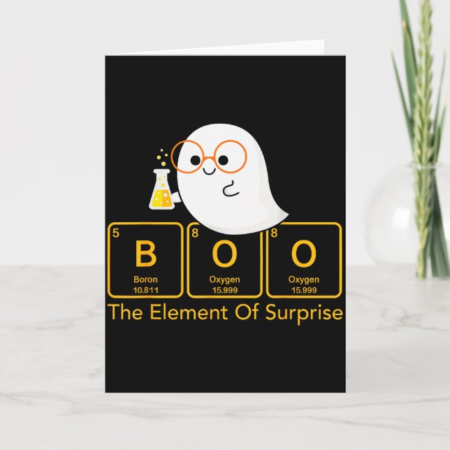Chemistry Boo The Element Of Surprise Cute Chemist Card (Front)