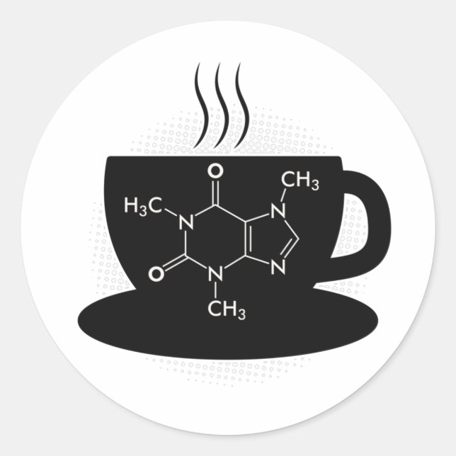 Chemistry Caffeine Molecule Classic Round Sticker (Front)