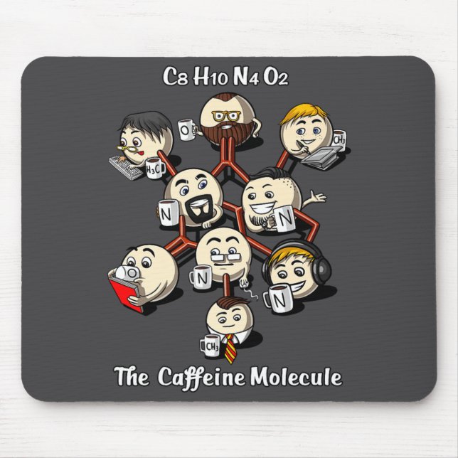 Chemistry Caffeine Molecule Funny Science Geek Cof Mouse Pad (Front)