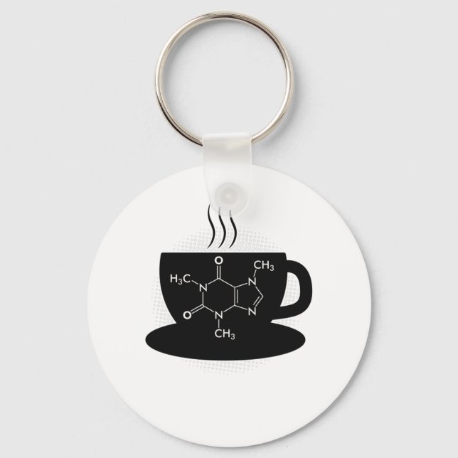 Chemistry Caffeine Molecule Keychain (Front)