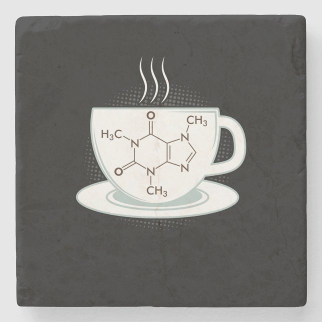 Chemistry Caffeine Molecule Stone Coaster (Front)
