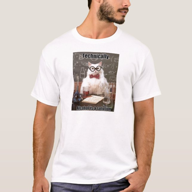 Chemistry Cat Meme Alcohol T-Shirt (Front)