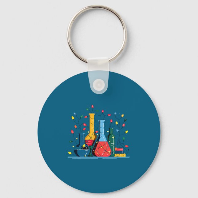 Chemistry Christmas Lights Lover Chemist Science L Keychain (Front)