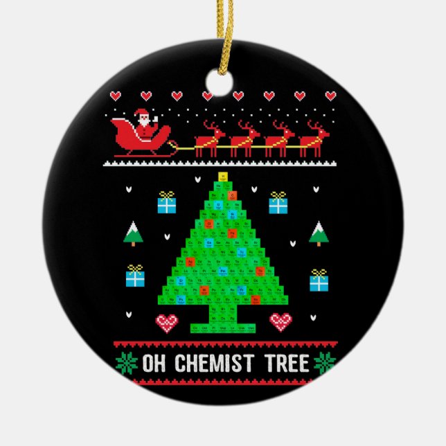 Chemistry Christmas Outfit Chemist Tree Xmas Ceramic Ornament (Front)