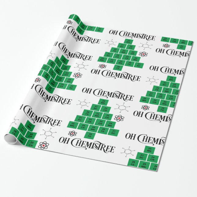 Chemistry Christmas Tree Wrapping Paper (Unrolled)