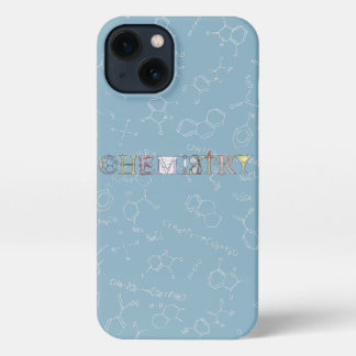 Chemistry diagram and typography blue  iPhone 13 case