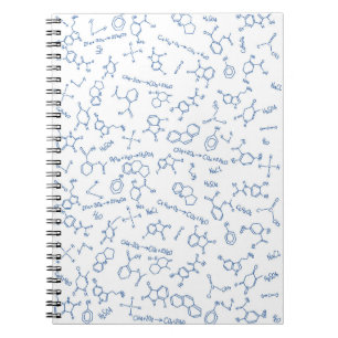 Chemistry diagram pattern and typography notebook
