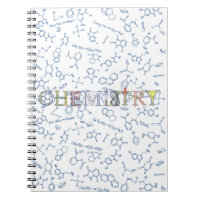 Chemistry diagram pattern and typography notebook