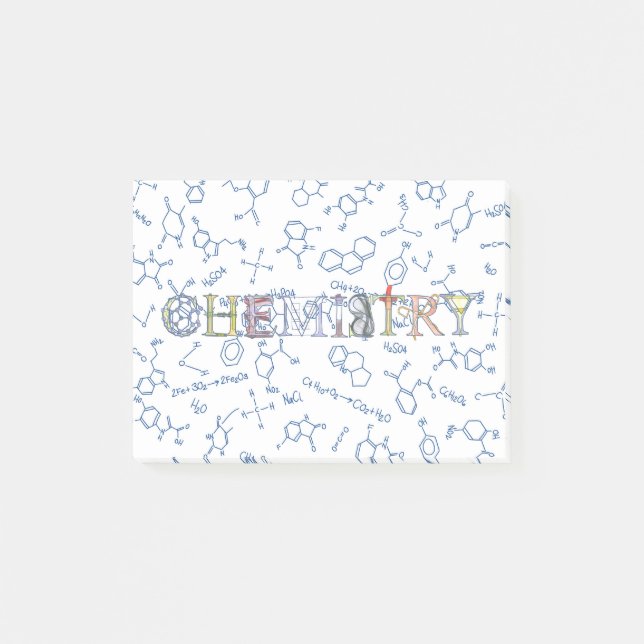 Chemistry diagram pattern and typography post-it n post-it notes (Front)