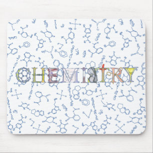 Chemistry diagram pattern typography mouse mat