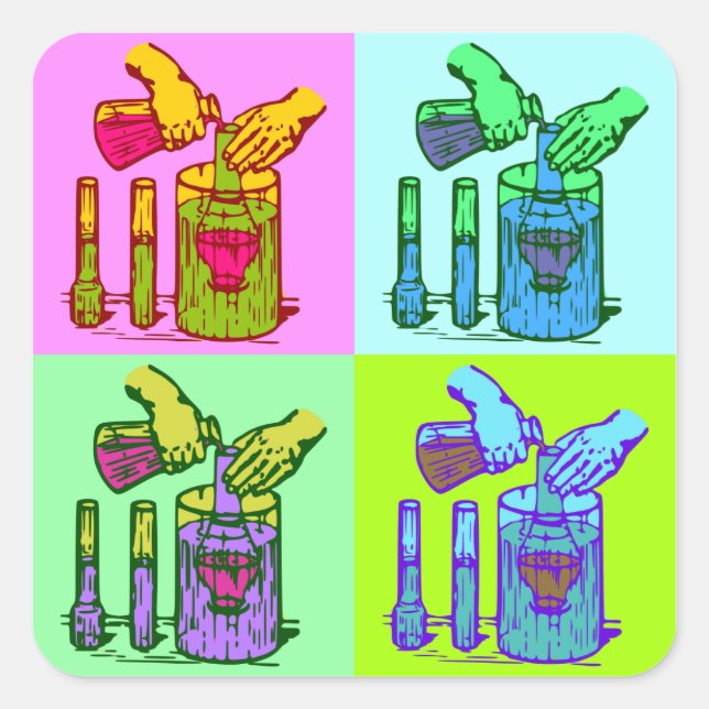 Chemistry Displacement Pop Art Square Sticker (Front)