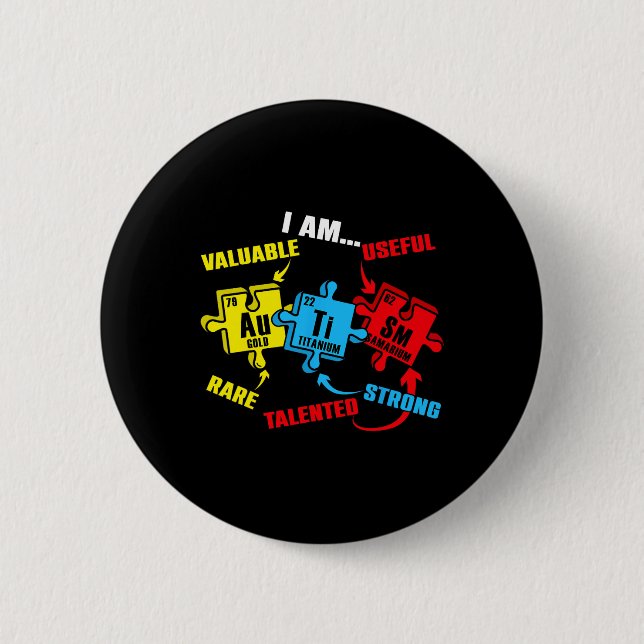 Chemistry Elements Periodic Table Puzzle Autism Aw 2 Inch Round Button (Front)
