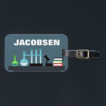 Chemistry Equipment Science  Luggage Tag<br><div class="desc">Laboratory equipment used in chemistry is on a desk on a grey background which makes a fun scientific design.</div>