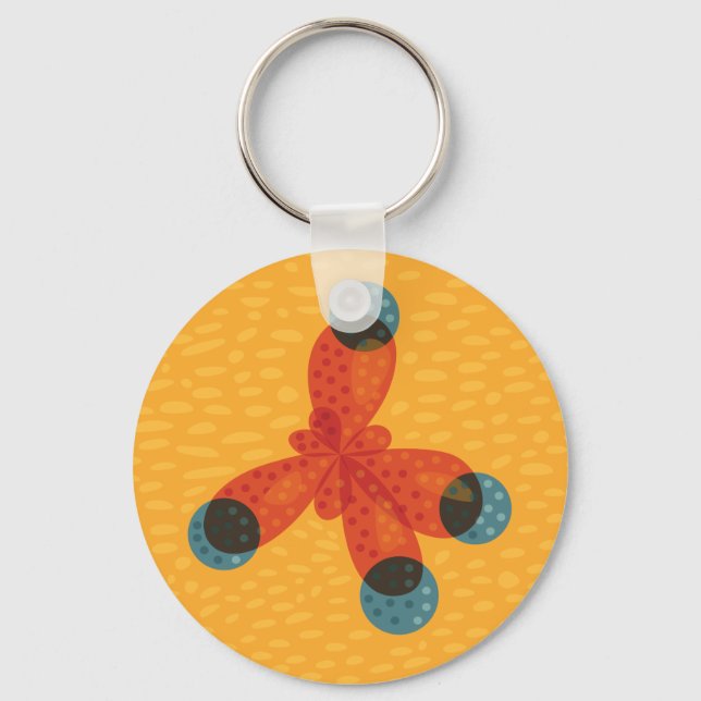 Chemistry Geek Orange Methane Molecule Keychain (Front)