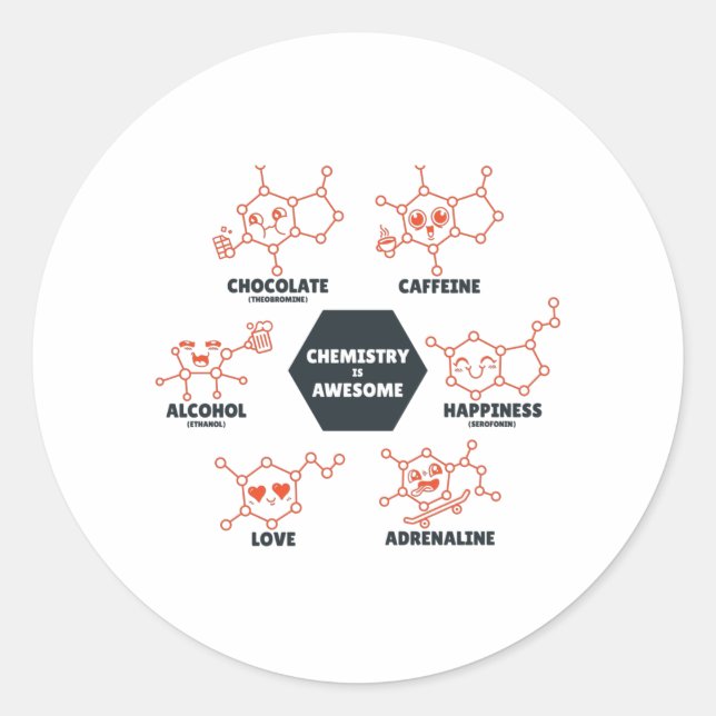 Chemistry is awesome classic round sticker (Front)