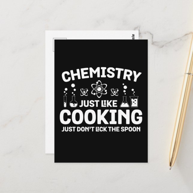 Chemistry Just Like Cooking Just Don't Lick Spoon Postcard (Front/Back In Situ)
