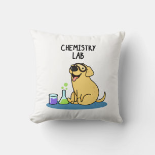 Chemistry Lab Funny Labrador Dog Pun Throw Pillow