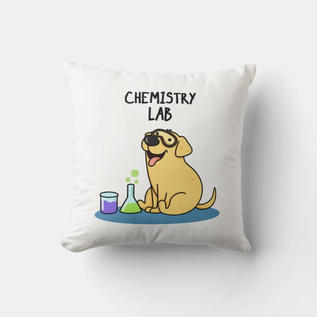 Chemistry Lab Funny Labrador Dog Pun  Throw Pillow (Front)