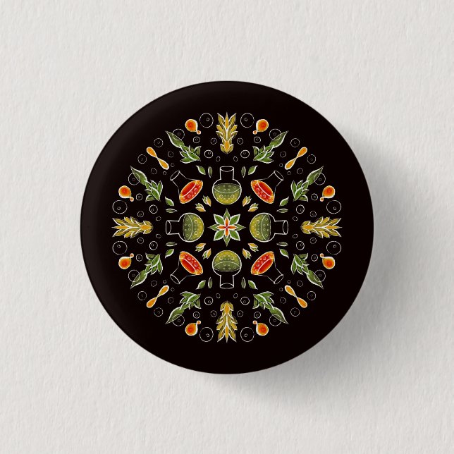 Chemistry Lab Science Botanical Pattern 1 Inch Round Button (Front)