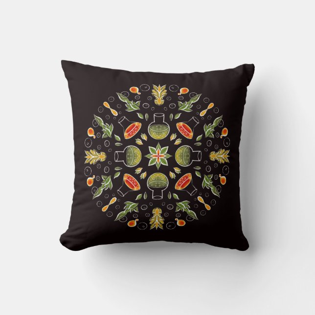 Chemistry Lab Science Botanical Pattern Throw Pillow (Front)