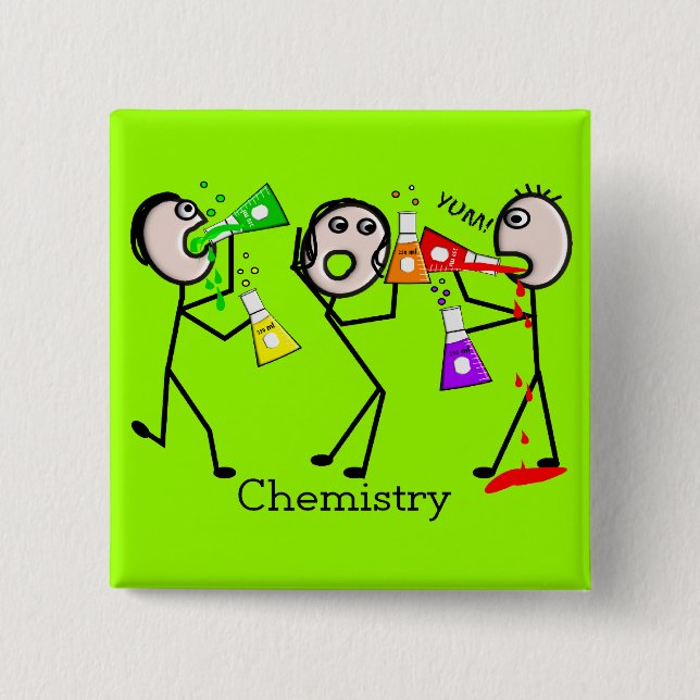 Chemistry Lovers Stick People Design Gifts 2 Inch Square Button (Front)