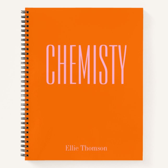 Chemistry | Personalized School Graph Paper Orange Notebook (Front)