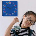 Chemistry / Science Atom Themed Square Wall Clock<br><div class="desc">Get your nerdy on - tell time the atomic way</div>
