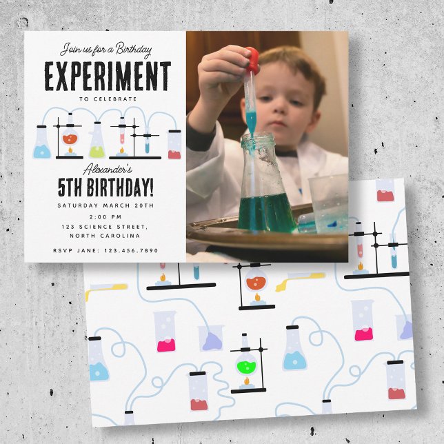 Chemistry Science Custom Kids Photo Birthday Party Invitation (Chemistry Science Custom Kids Photo Birthday Party Invitation)