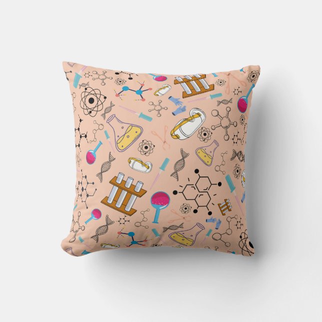 Chemistry Science Symbols Pattern Throw Pillow (Front)