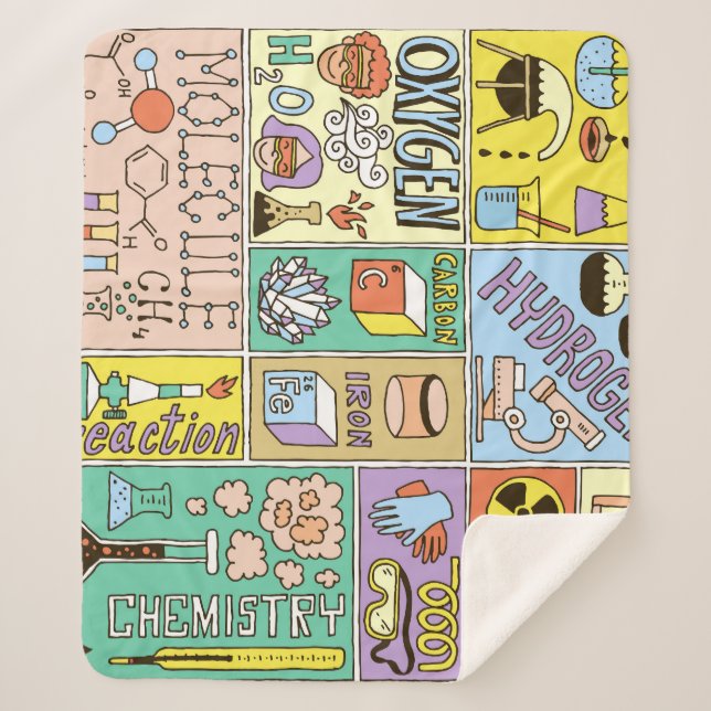 Chemistry Science Vintage Illustration Set Sherpa Blanket (Front)