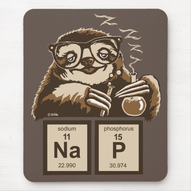 Chemistry sloth discovered nap mouse pad (Front)