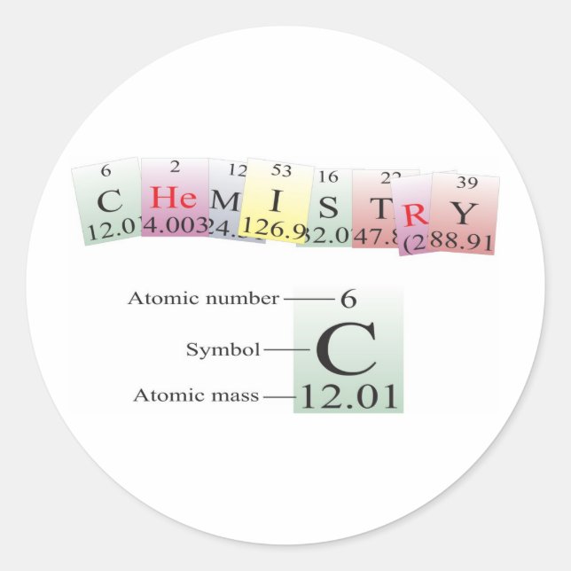 Chemistry Spelled with elements Classic Round Sticker (Front)