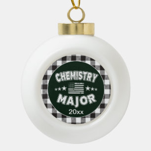 Chemistry Student White Plaid Ceramic Ball Christmas Ornament
