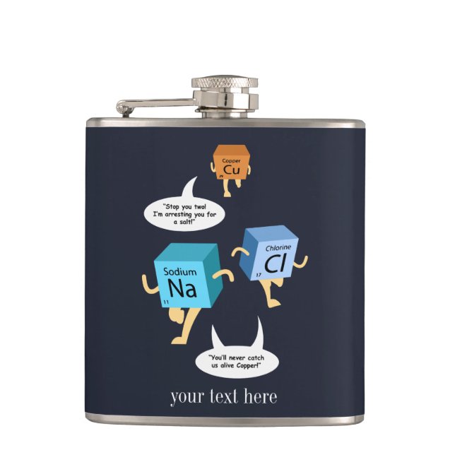 Chemistry Teacher Periodic Table Elements Gag Hip Flask (Front)