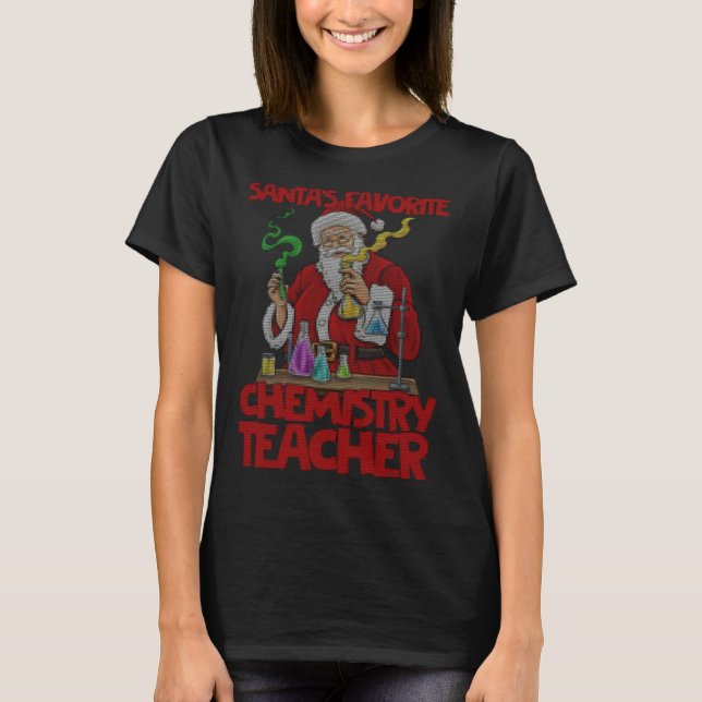 Chemistry teacher Santa Claus Lab Work Ugly Christ T-Shirt (Front)