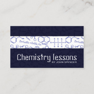 Chemistry Teaching Tutor Blue Business Card