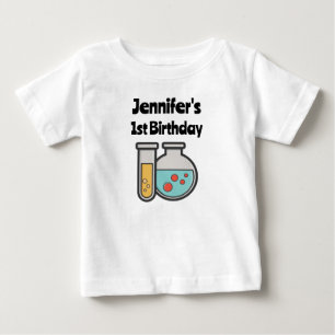 Chemistry Test Tube and Beaker 1st Birthday Baby T-Shirt