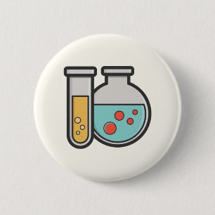 Chemistry Test Tube and Beaker 2 Inch Round Button