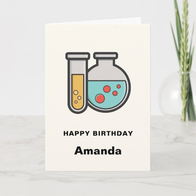 Chemistry Test Tube and Beaker Birthday Card (Front)