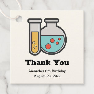 Chemistry Test Tube and Beaker Birthday Thank You Favour Tags