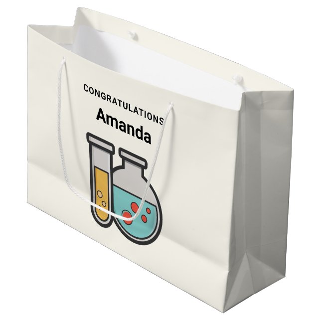 Chemistry Test Tube and Beaker Congratulations Large Gift Bag (Front Angled)