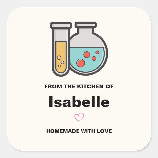 Chemistry Test Tube and Beaker Funny Kitchen Square Sticker (Front)