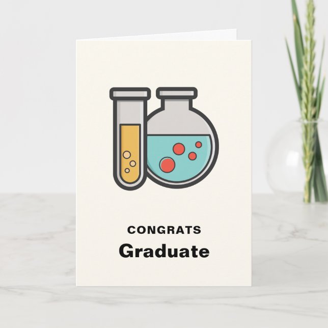 Chemistry Test Tube and Beaker Graduation Card (Front)