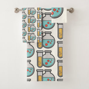 Chemistry Test Tube and Beaker Pattern Bath Towel Set