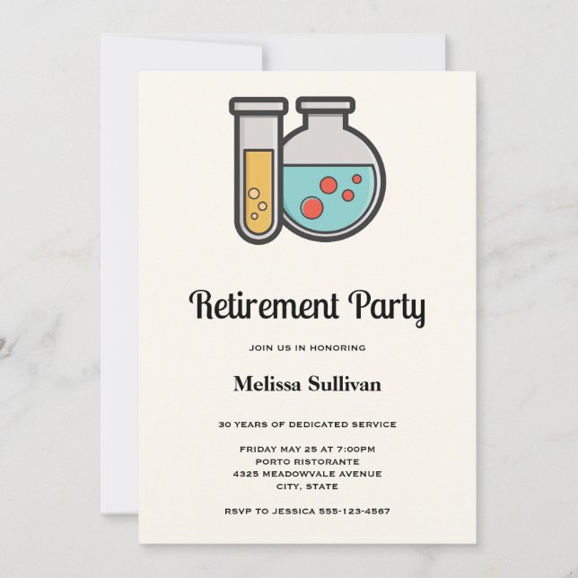 Chemistry Test Tube and Beaker Retirement Party Invitation (Front)