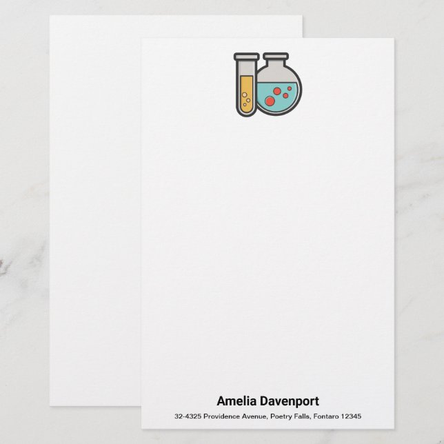 Chemistry Test Tube and Beaker Stationery (Front/Back)