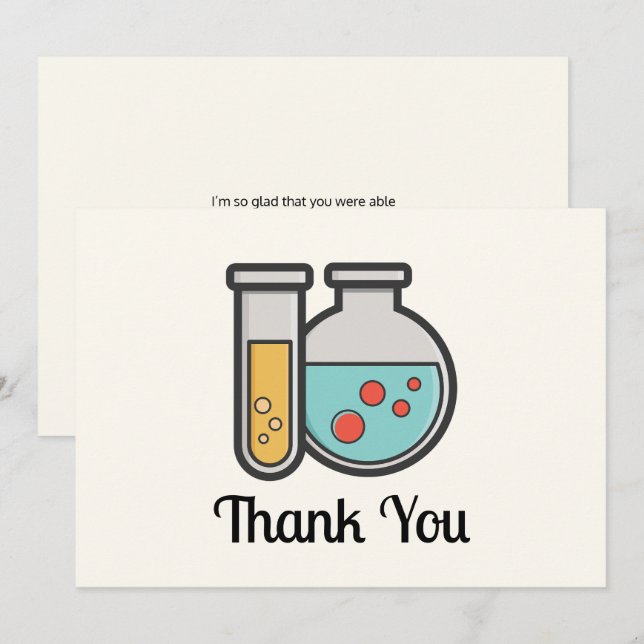Chemistry Test Tube and Beaker Thank You Card (Front/Back)