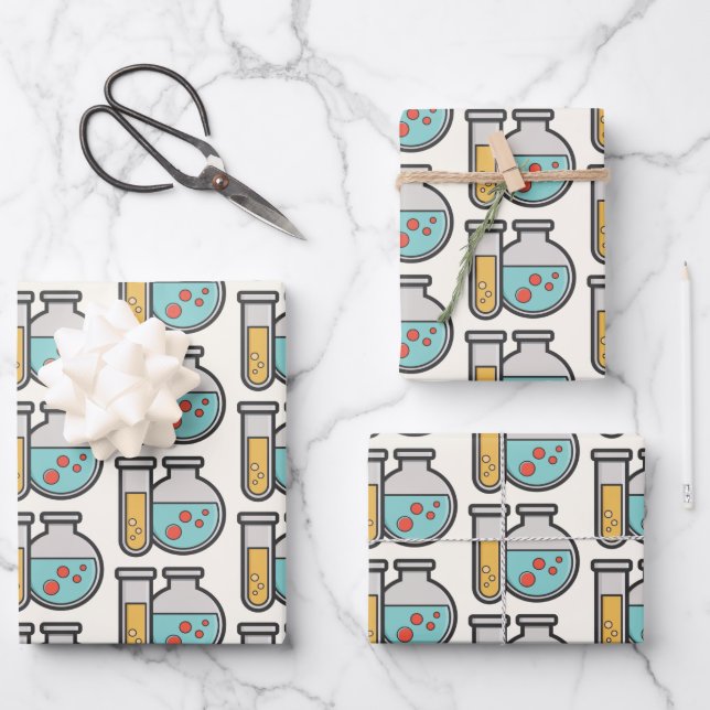 Chemistry Test Tube and Beaker Wrapping Paper Sheet (Front)